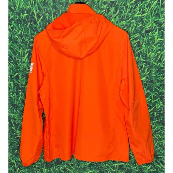 NWT Fiserv Orange Full Zip Hooded Women’s XL TOBA Packable Rain Jacket Fintech - Picture 2 of 5